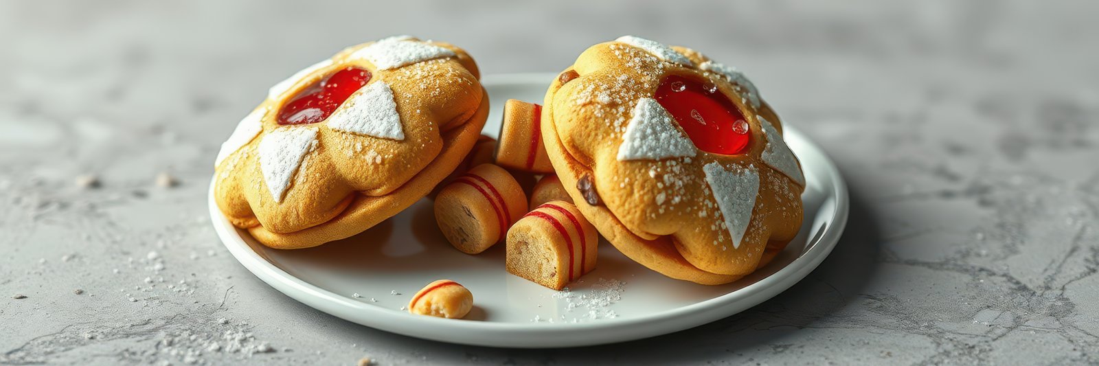 Delicious traditional pastries with vibrant cherry filling served on a white plate
